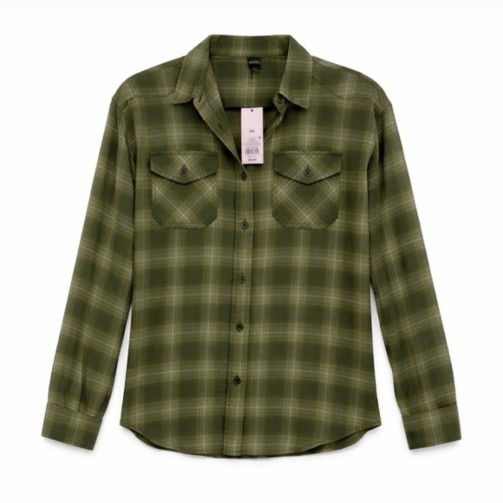 Wild Fable Green Plaid Button-Down Shirt